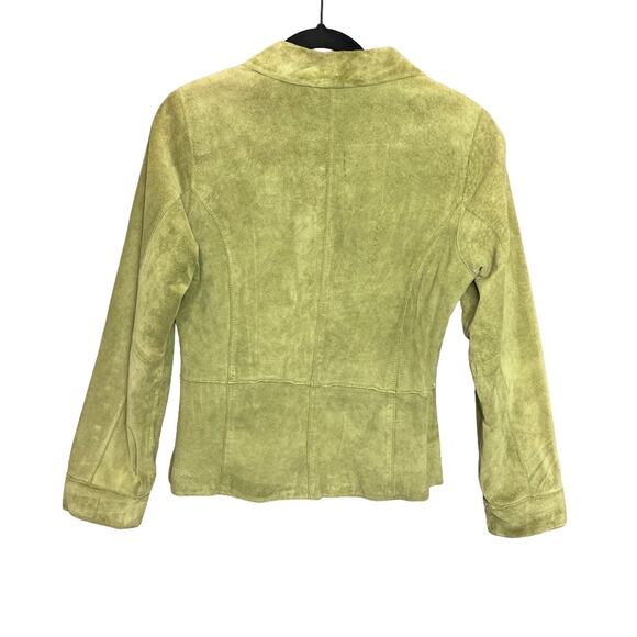 Brandon ThomasY2K  Lime Green Leather Suede Jacket Women’s SZ Small 90s Style - Picture 2 of 4